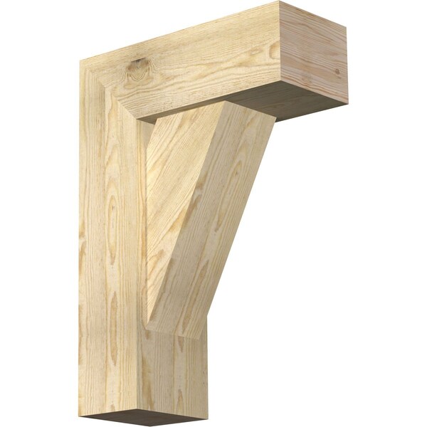 Ekena Millwork Traditional Block Rough Sawn Bracket w/ Offset Brace, Douglas Fir, 8"W x 20"D x 28"H BKT0806X20X28TRA05RDF - main